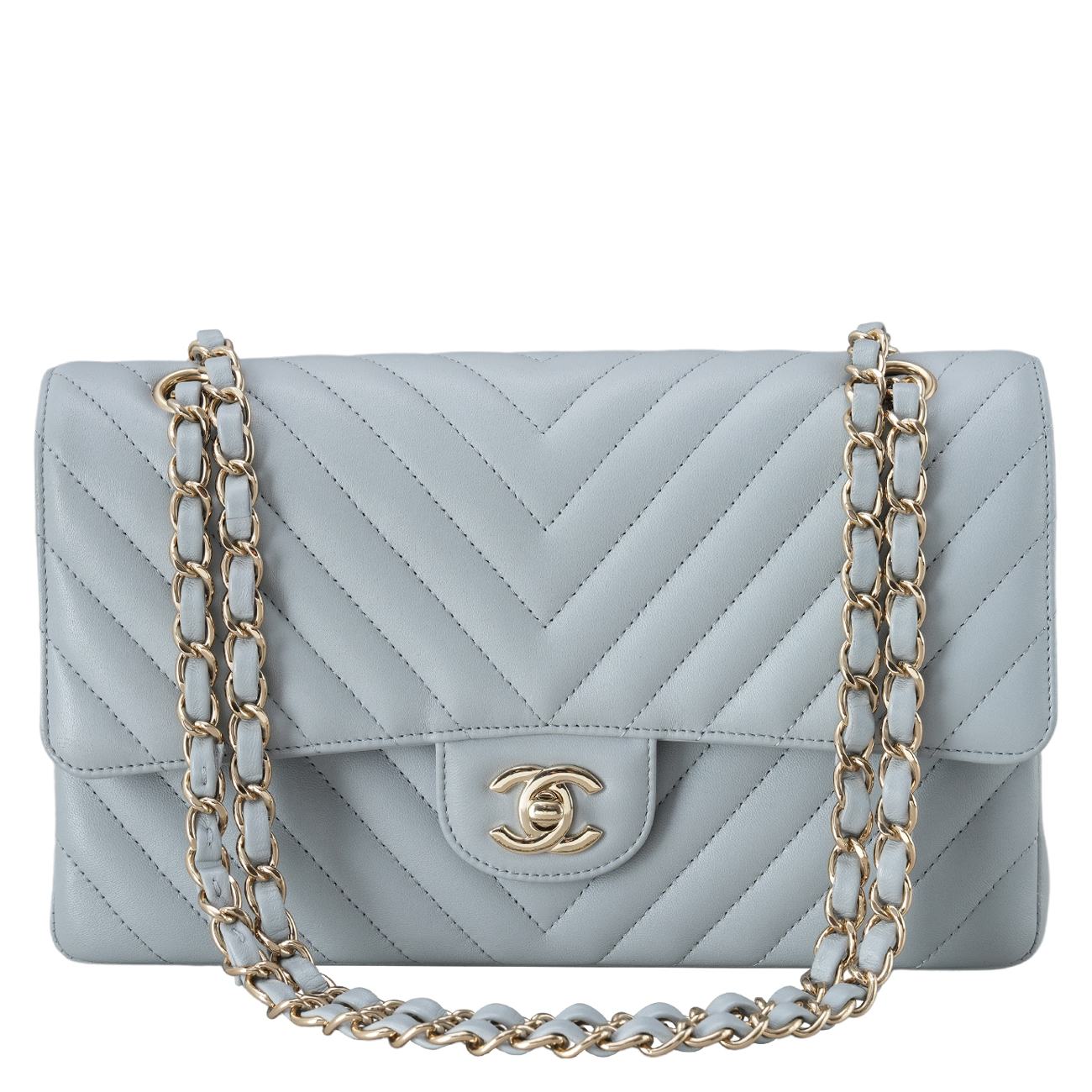 CHANEL(USED)샤넬 램스킨 쉐브론 클래식 미듐