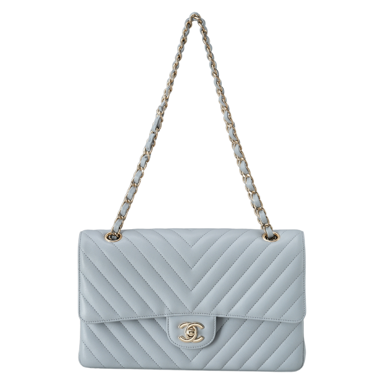 CHANEL(USED)샤넬 램스킨 쉐브론 클래식 미듐