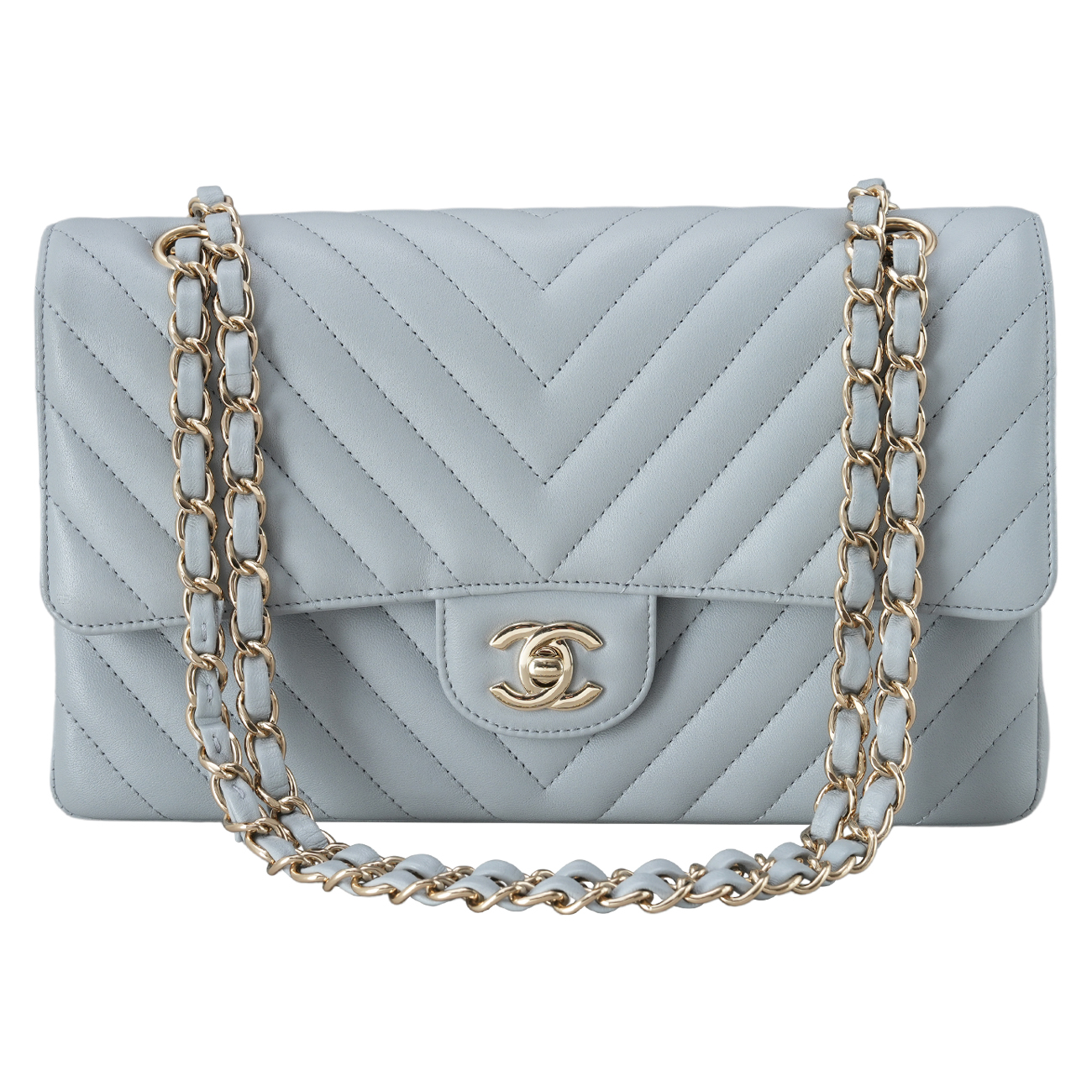 CHANEL(USED)샤넬 램스킨 쉐브론 클래식 미듐
