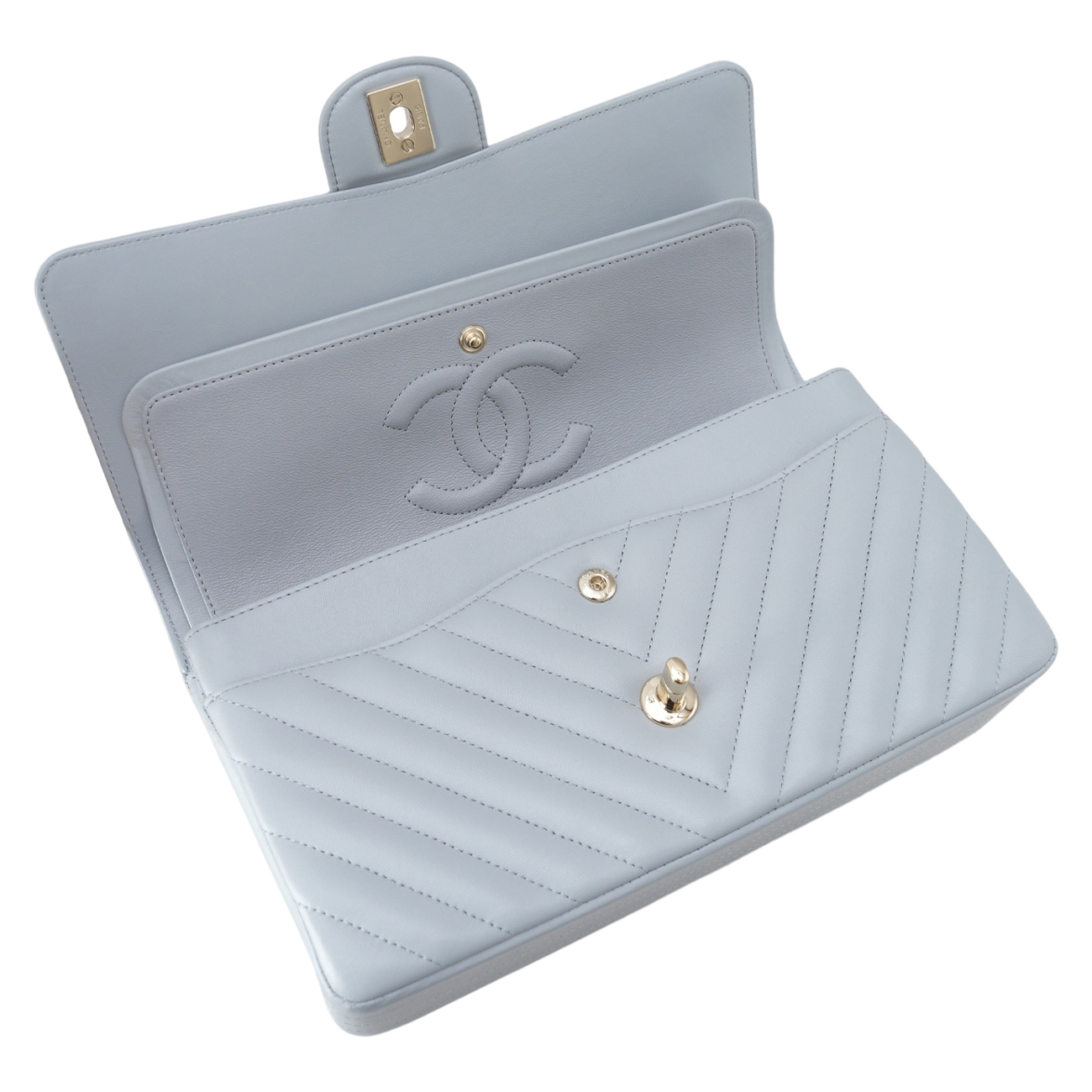 CHANEL(USED)샤넬 램스킨 쉐브론 클래식 미듐