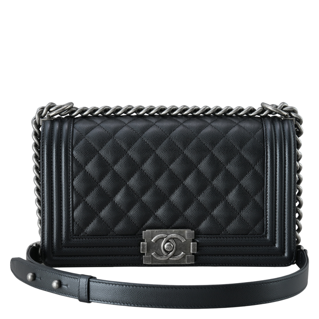 CHANEL(USED)샤넬 A67086 캐비어 보이샤넬 미듐 플랩백