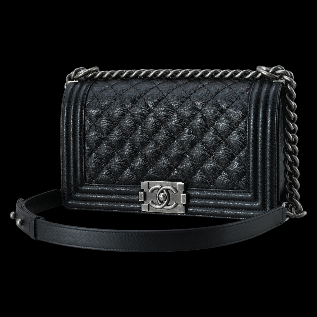 CHANEL(USED)샤넬 A67086 캐비어 보이샤넬 미듐 플랩백