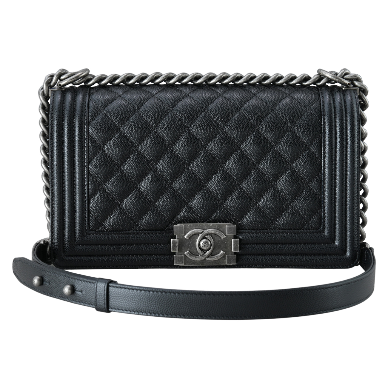 CHANEL(USED)샤넬 A67086 캐비어 보이샤넬 미듐 플랩백