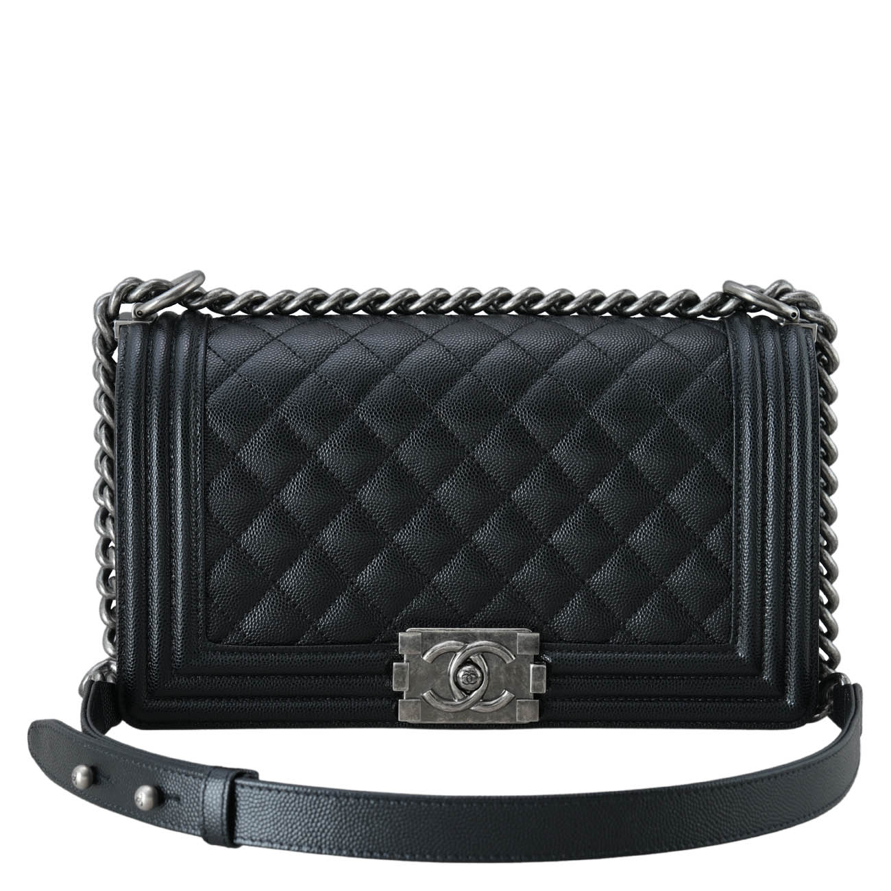 CHANEL(USED)샤넬 A67086 캐비어 보이샤넬 미듐 플랩백