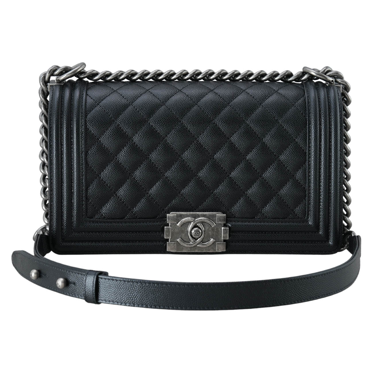 CHANEL(USED)샤넬 A67086 캐비어 보이샤넬 미듐 플랩백