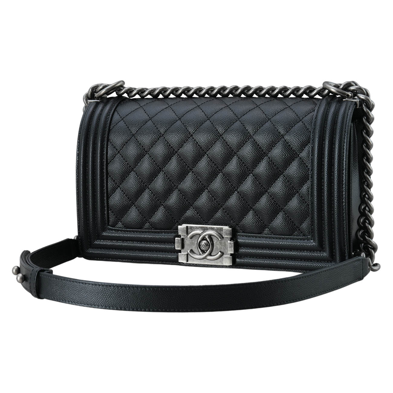 CHANEL(USED)샤넬 A67086 캐비어 보이샤넬 미듐 플랩백