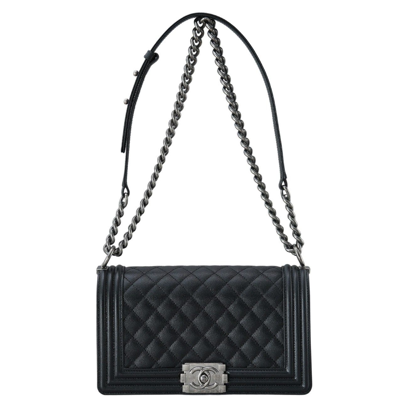 CHANEL(USED)샤넬 A67086 캐비어 보이샤넬 미듐 플랩백