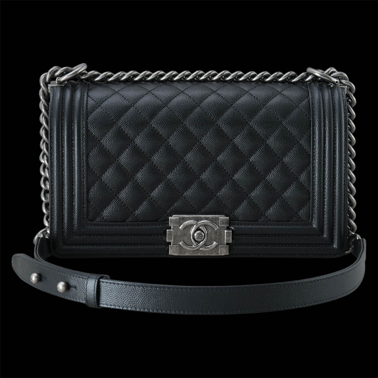 CHANEL(USED)샤넬 A67086 캐비어 보이샤넬 미듐 플랩백