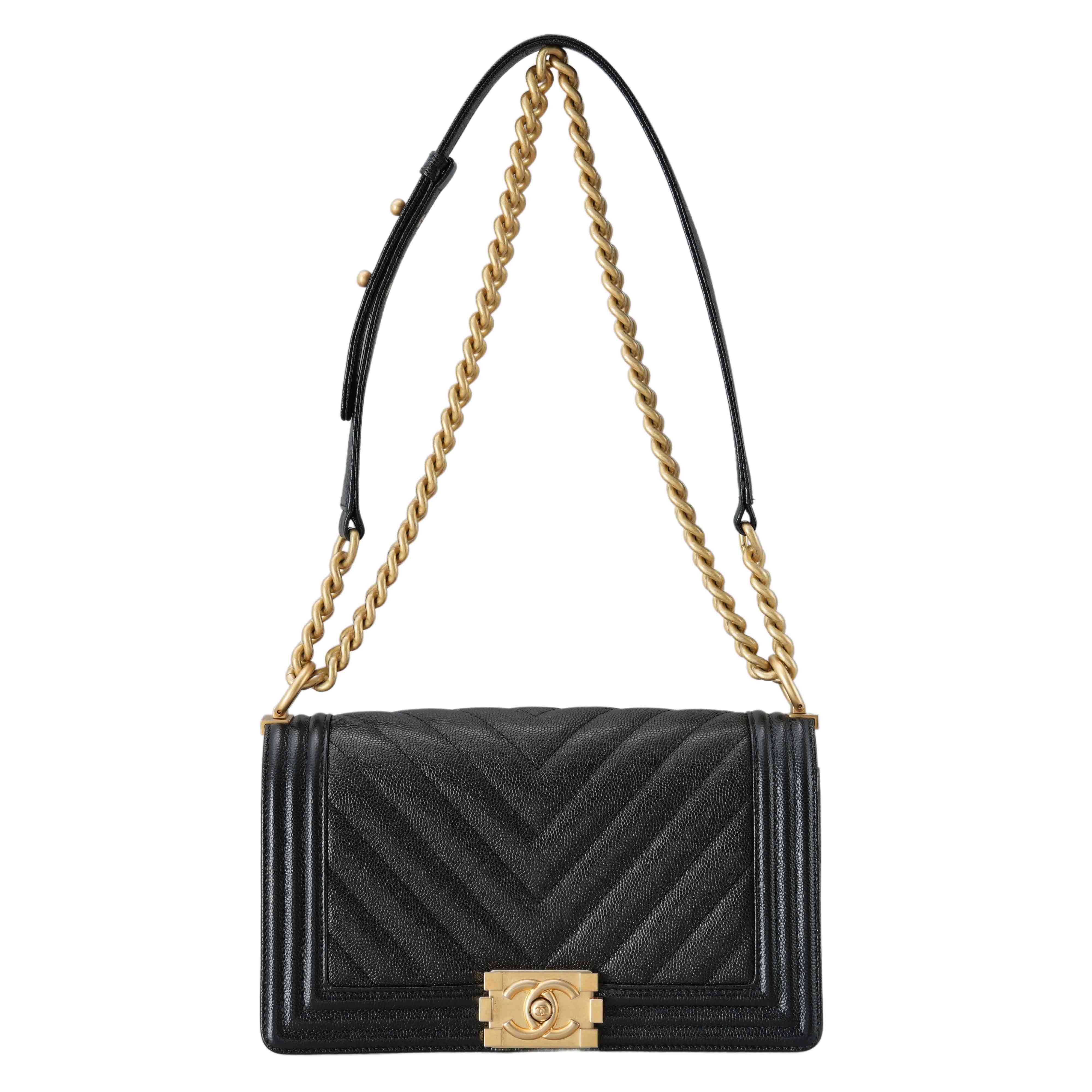 CHANEL(USED)샤넬 캐비어 쉐브론 보이샤넬 미듐 플랩백