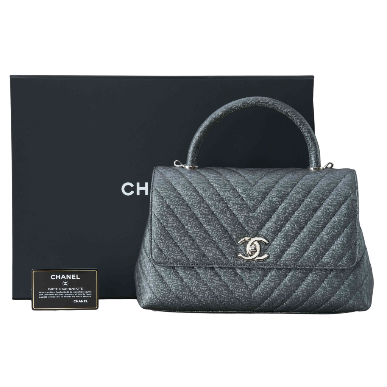 CHANEL(USED)샤넬 캐비어 코코핸들 쉐브론 미듐
