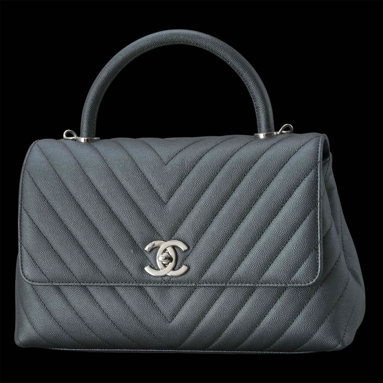 CHANEL(USED)샤넬 캐비어 코코핸들 쉐브론 미듐