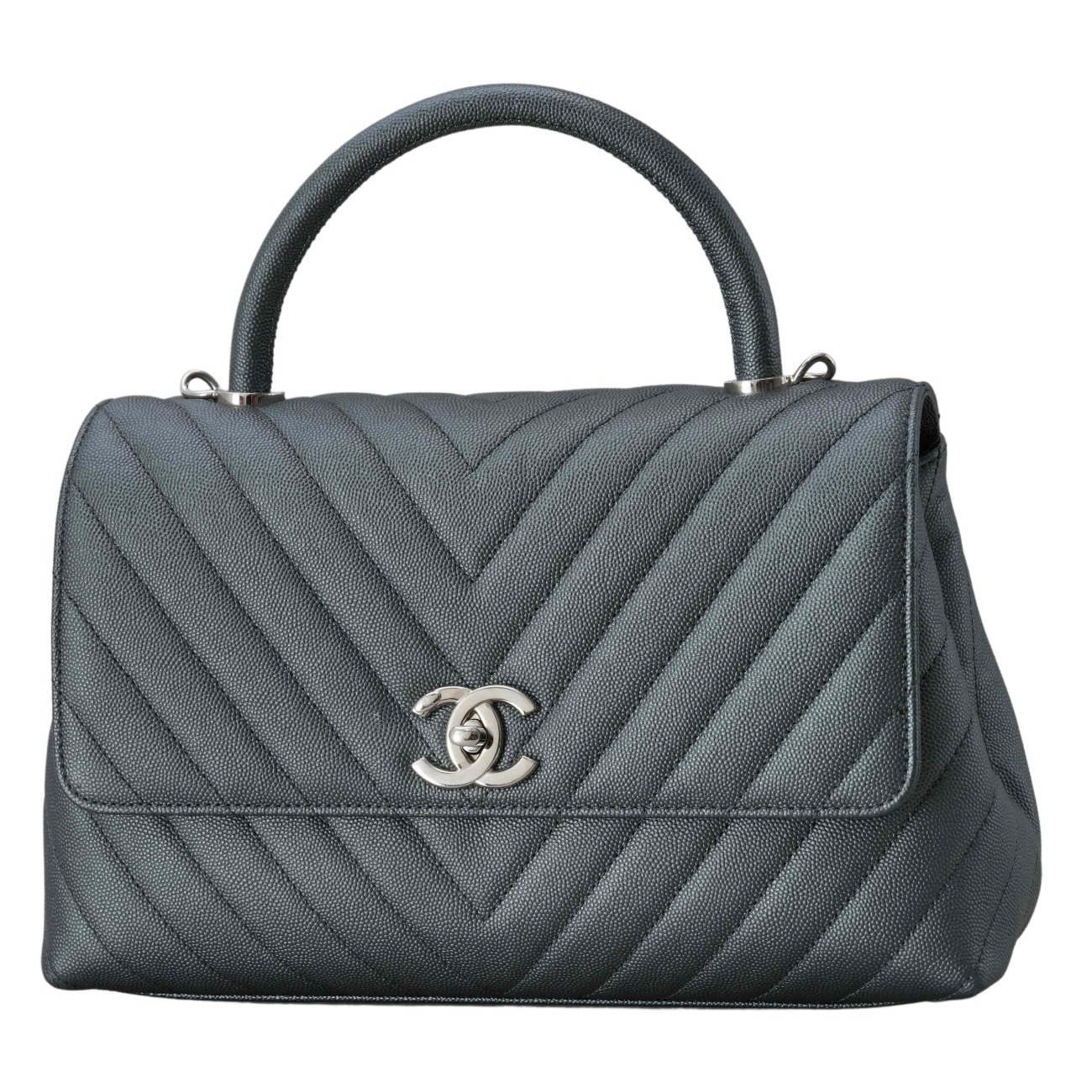CHANEL(USED)샤넬 캐비어 코코핸들 쉐브론 미듐
