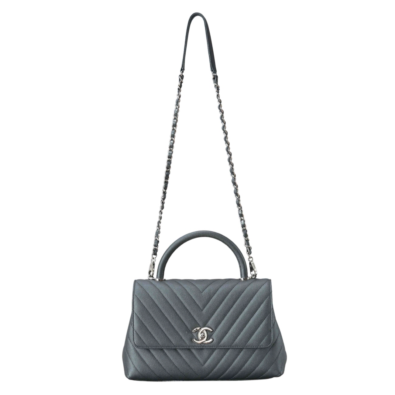 CHANEL(USED)샤넬 캐비어 코코핸들 쉐브론 미듐