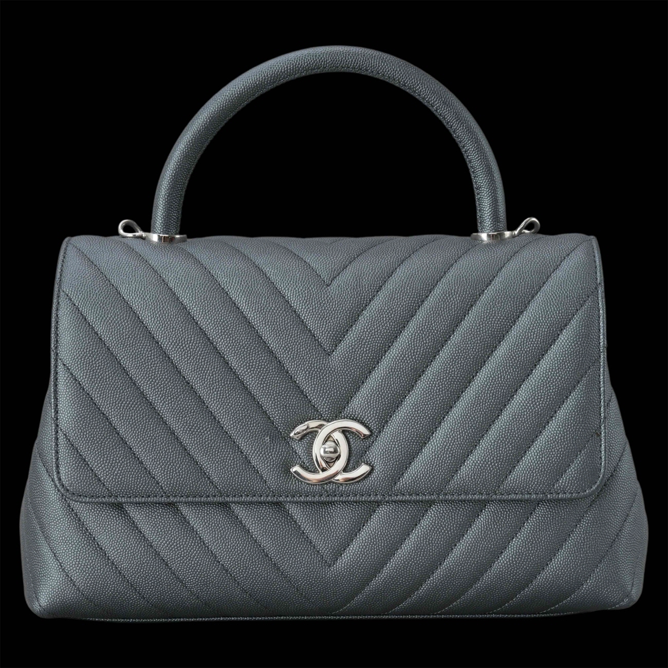 CHANEL(USED)샤넬 캐비어 코코핸들 쉐브론 미듐