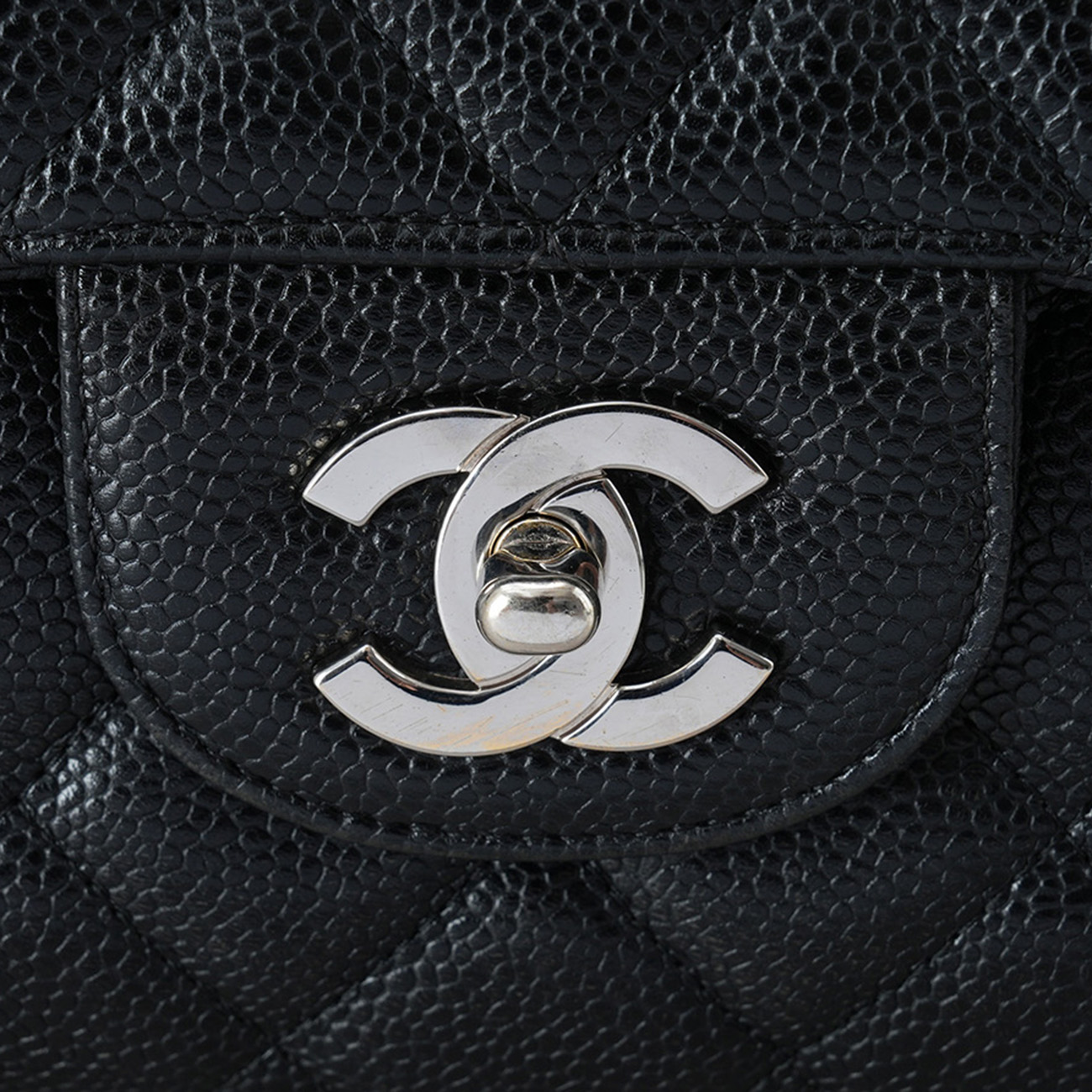 CHANEL(USED)샤넬 클래식 캐비어 점보 원플랩백 은장