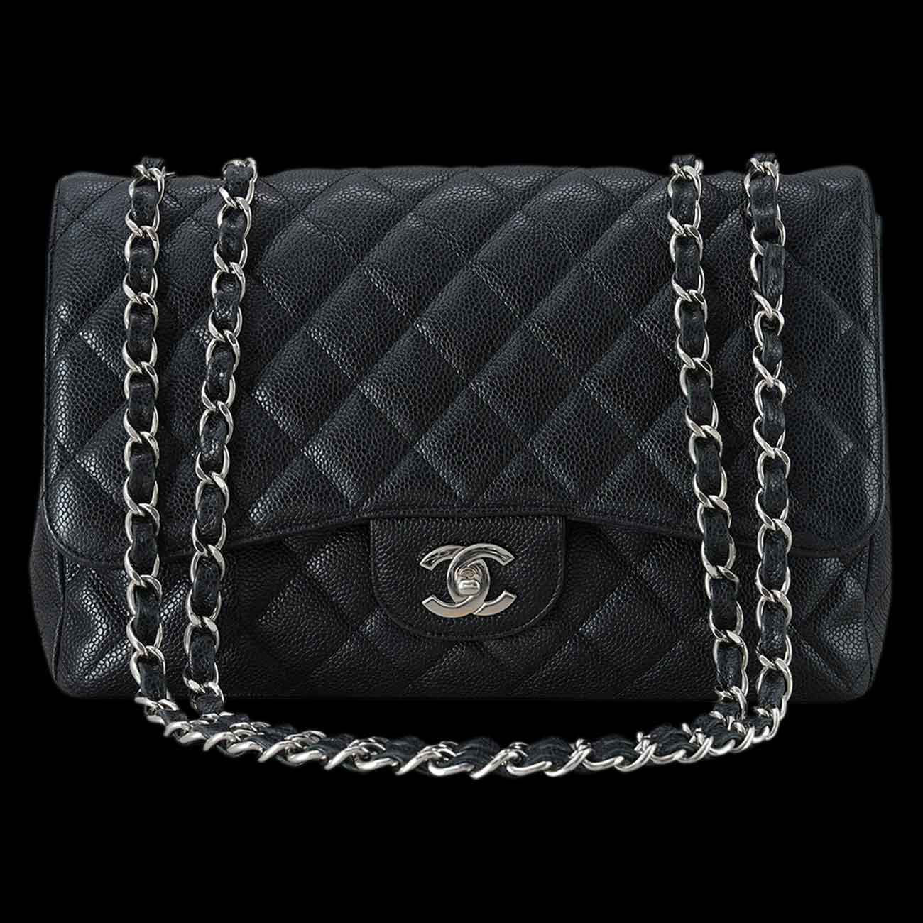 CHANEL(USED)샤넬 클래식 캐비어 점보 원플랩백 은장