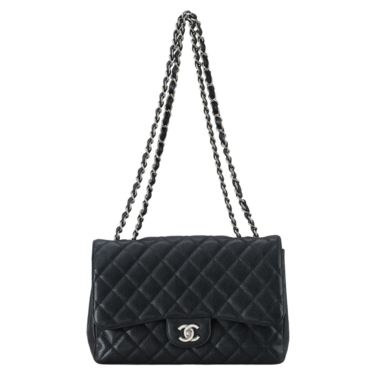 CHANEL(USED)샤넬 클래식 캐비어 점보 원플랩백 은장