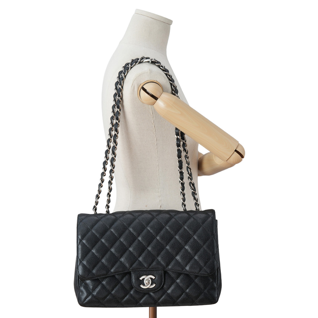 CHANEL(USED)샤넬 클래식 캐비어 점보 원플랩백 은장