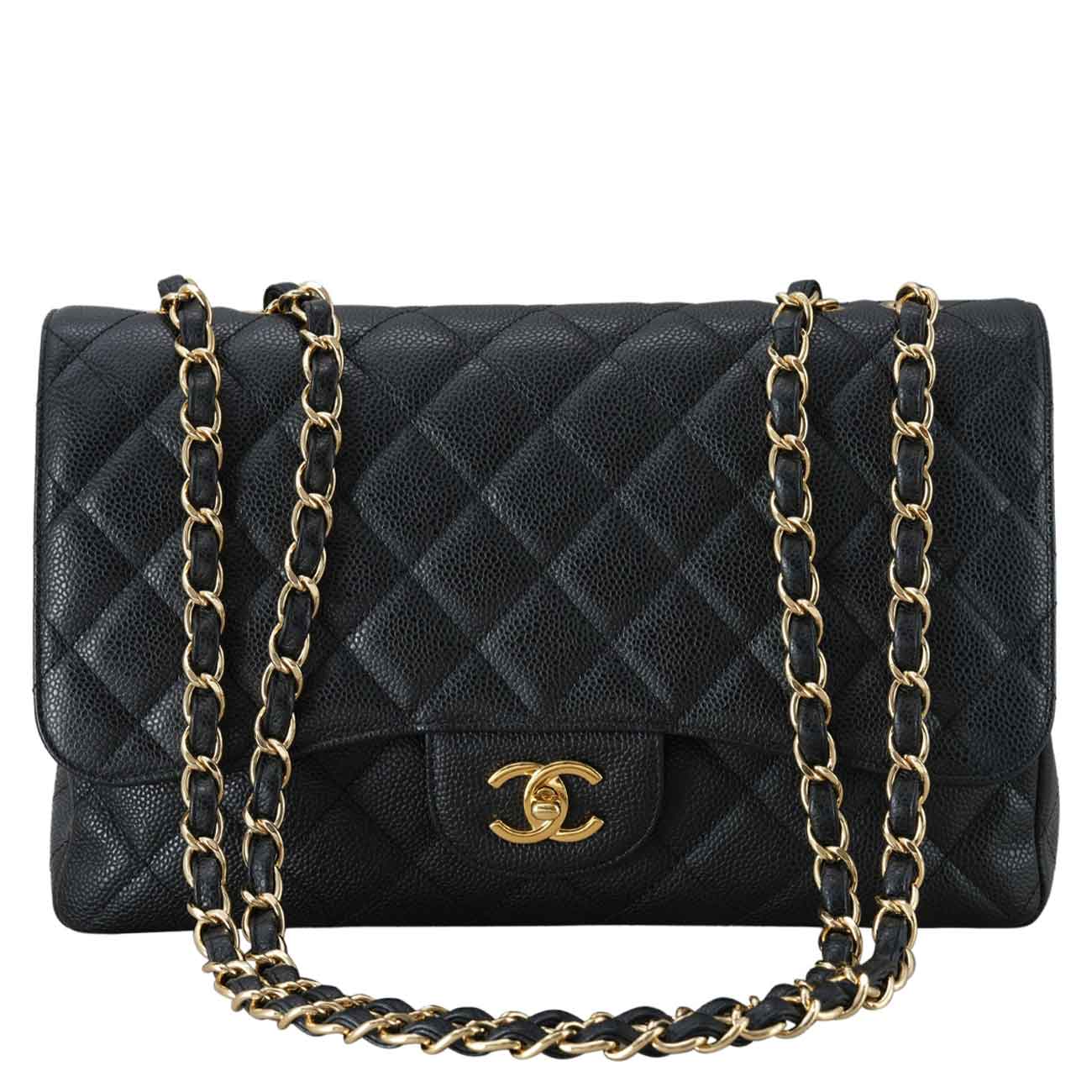 CHANEL(USED)샤넬 클래식 캐비어 점보 원플랩백 금장