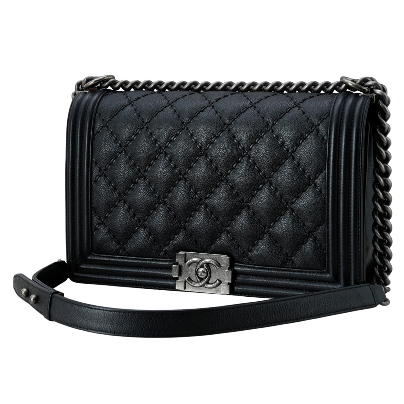 CHANEL(USED)샤넬 시즌 보이샤넬 라지 체인 플랩백