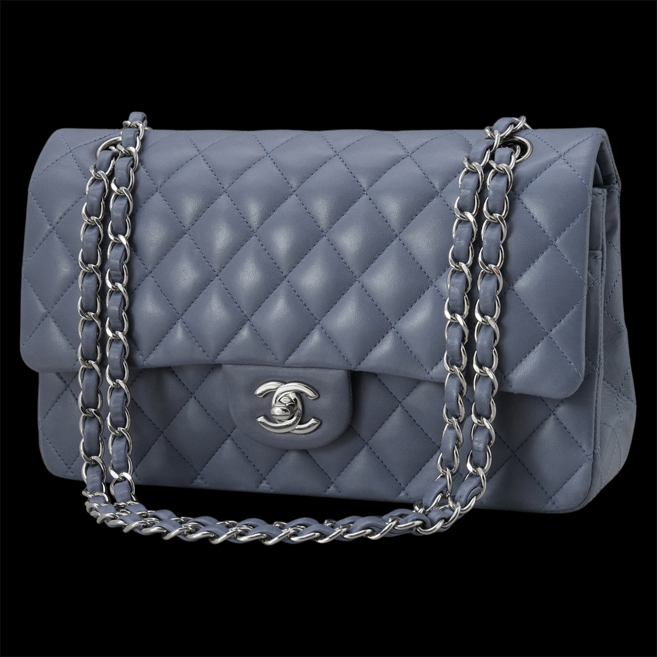 CHANEL(USED)샤넬 클래식 램스킨 미듐 그레이