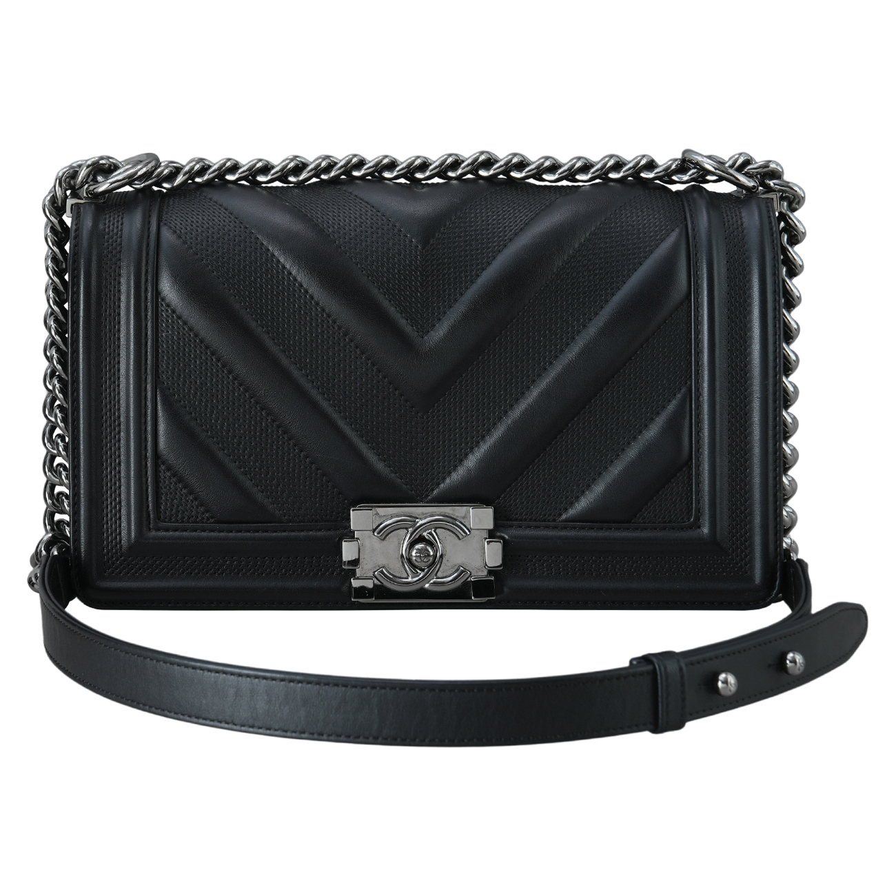 CHANEL(USED)샤넬 시즌 쉐브론 보이샤넬 미듐 플랩백