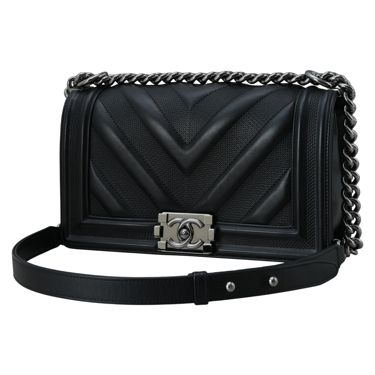 CHANEL(USED)샤넬 시즌 쉐브론 보이샤넬 미듐 플랩백