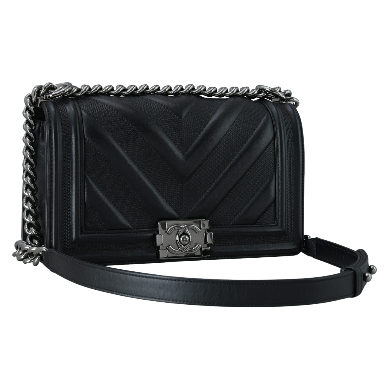 CHANEL(USED)샤넬 시즌 쉐브론 보이샤넬 미듐 플랩백