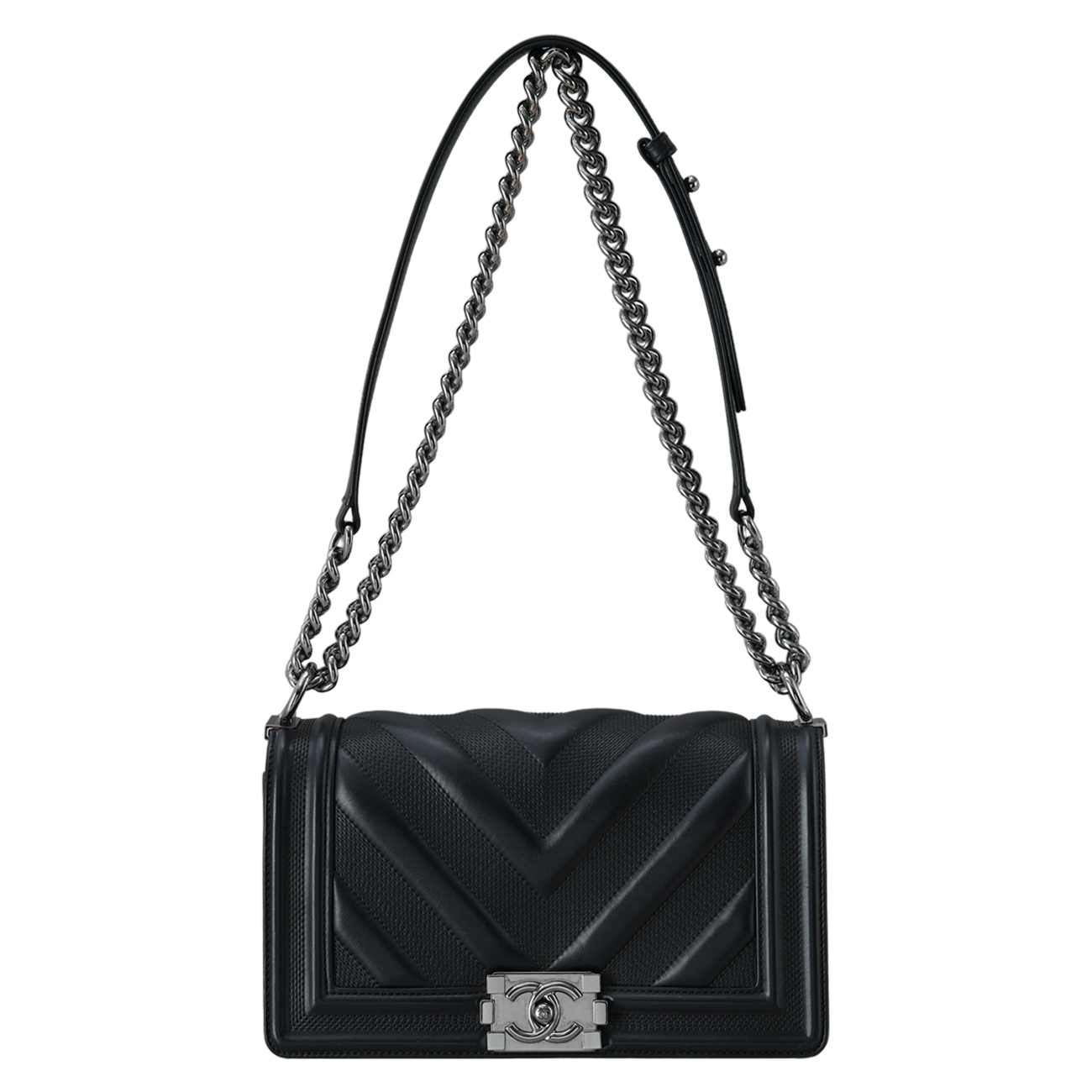 CHANEL(USED)샤넬 시즌 쉐브론 보이샤넬 미듐 플랩백