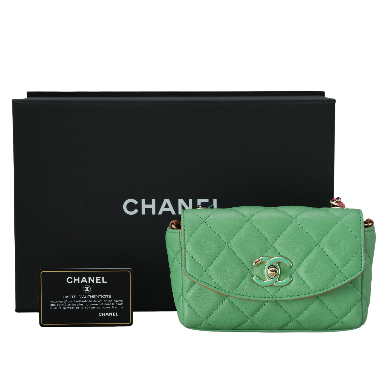 CHANEL(USED)샤넬 시즌 패브릭 체인 플랩백
