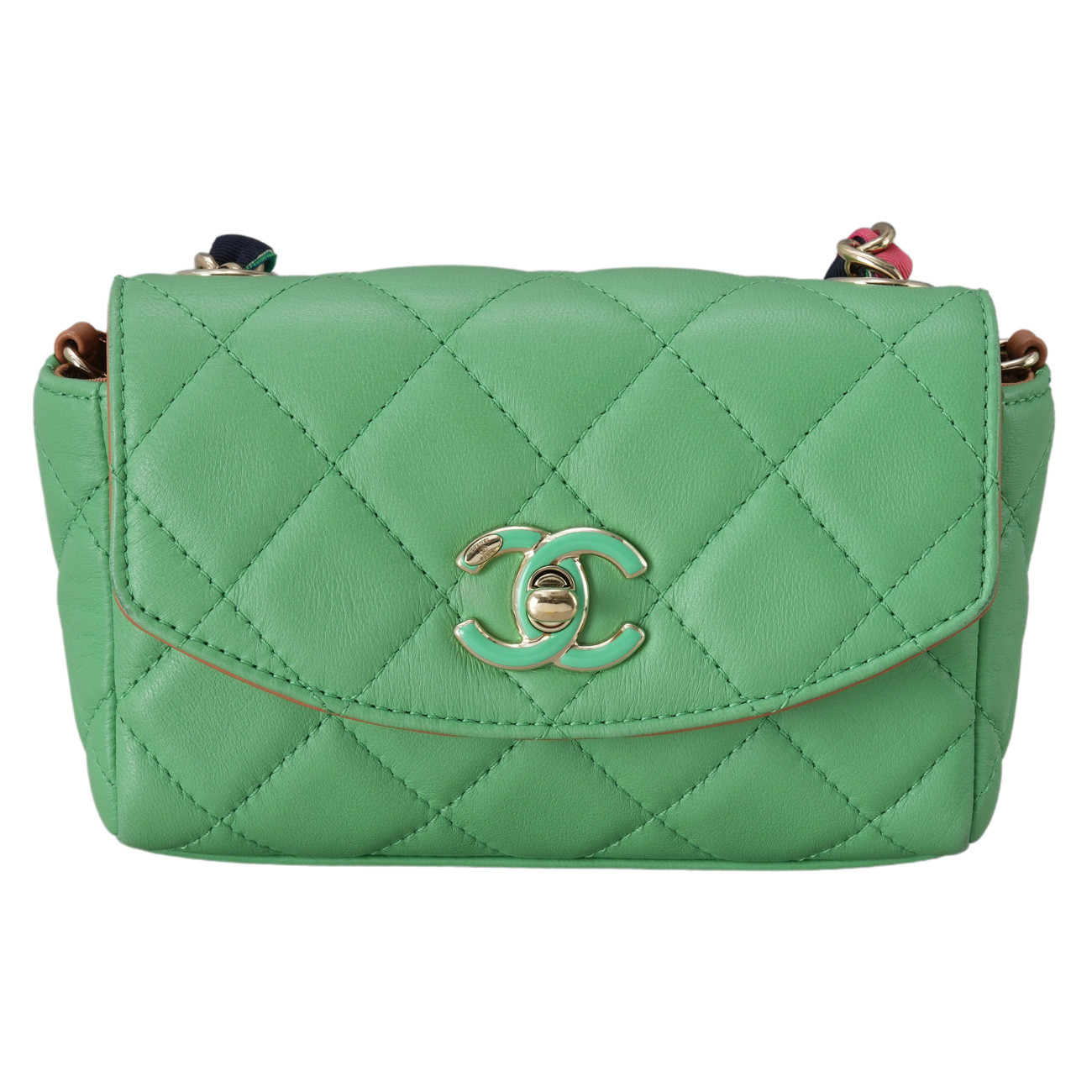 CHANEL(USED)샤넬 시즌 패브릭 체인 플랩백