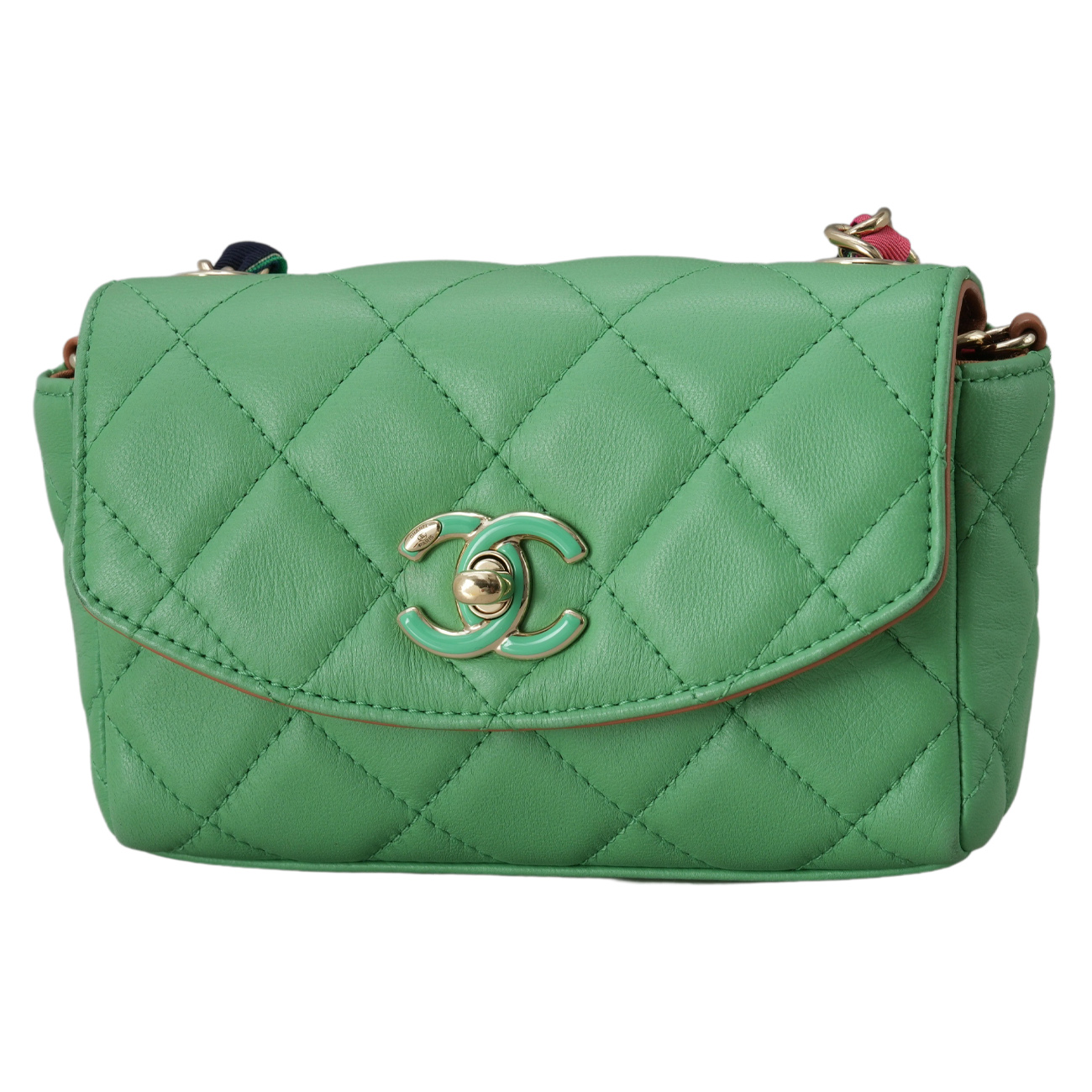 CHANEL(USED)샤넬 시즌 패브릭 체인 플랩백