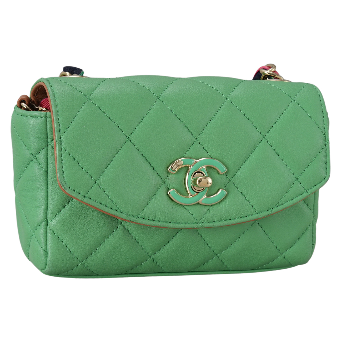CHANEL(USED)샤넬 시즌 패브릭 체인 플랩백
