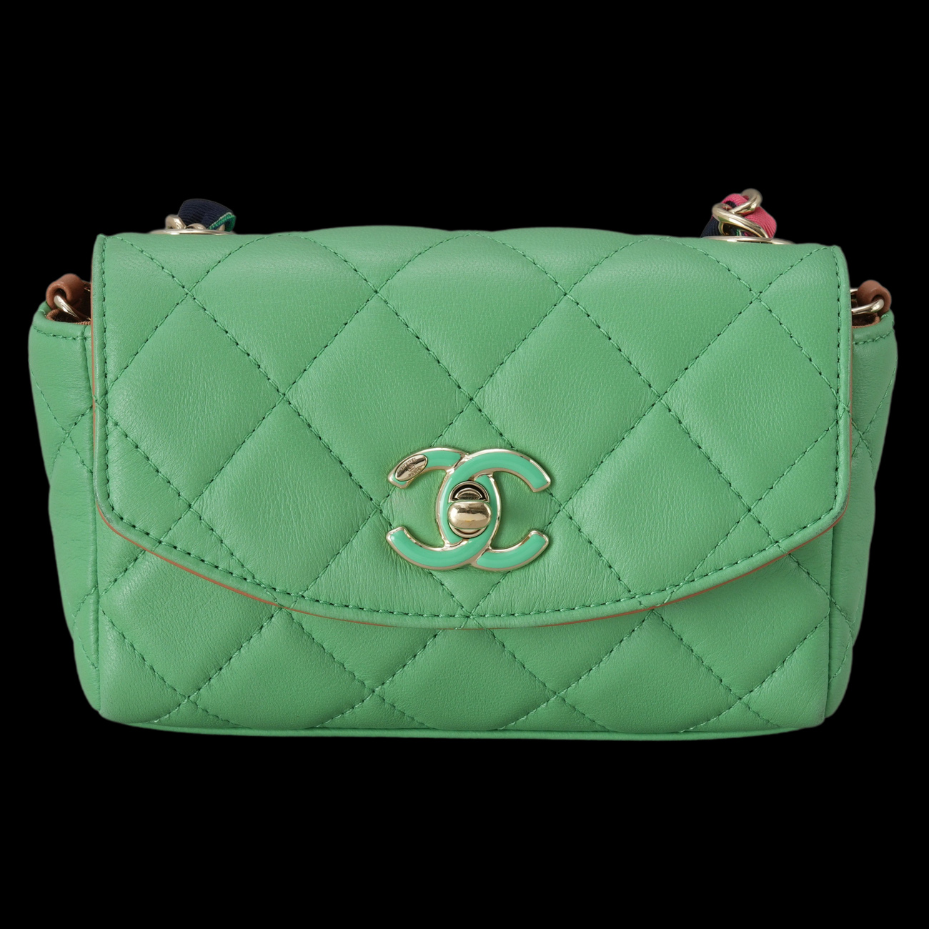 CHANEL(USED)샤넬 시즌 패브릭 체인 플랩백