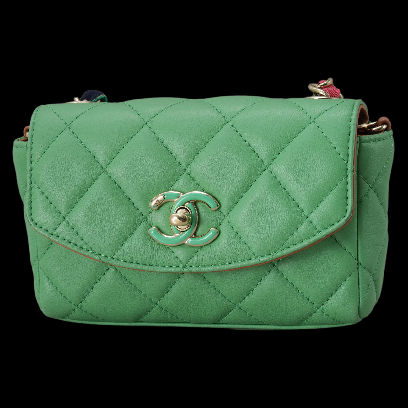 CHANEL(USED)샤넬 시즌 패브릭 체인 플랩백