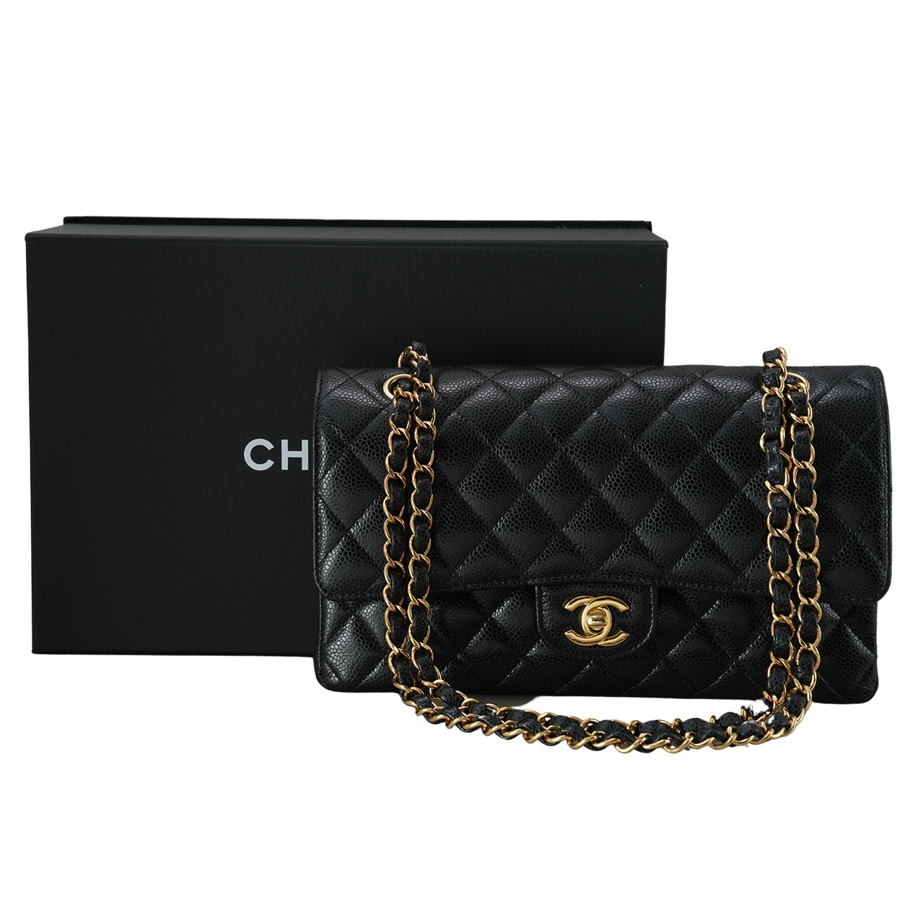 CHANEL(USED)샤넬 A01112 캐비어 클래식 미듐 플랩백