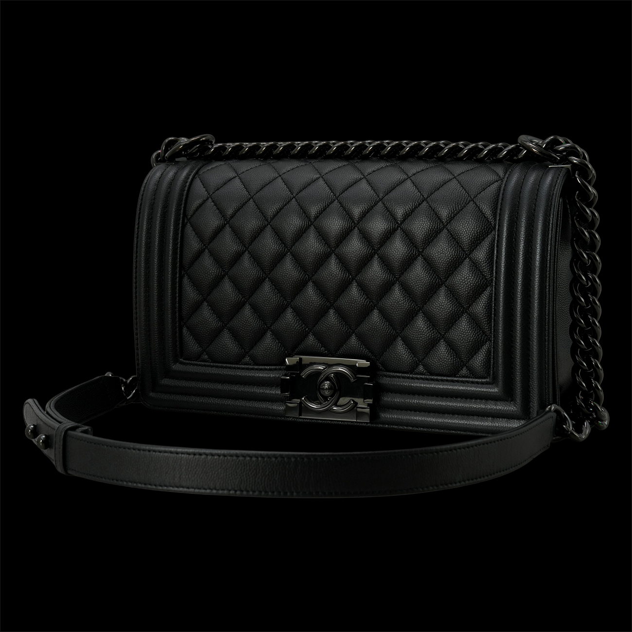 CHANEL(USED)샤넬 보이샤넬 캐비어 미듐 블랙