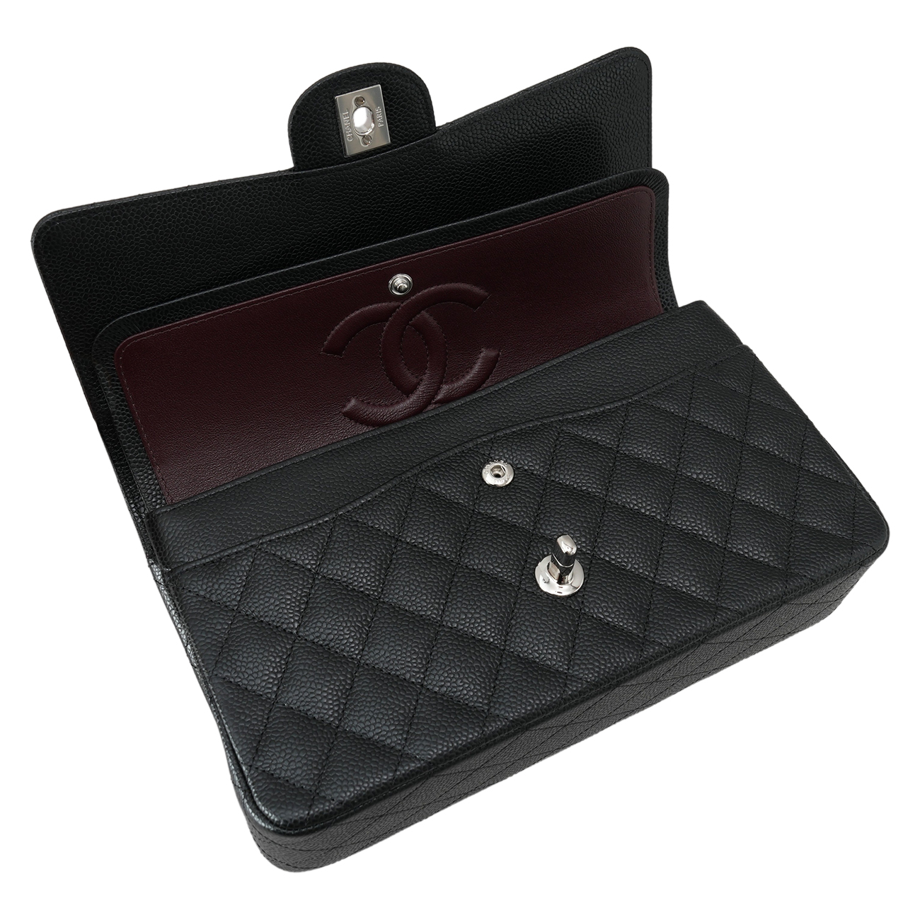 CHANEL(USED)샤넬 클래식 캐비어 미듐 은장