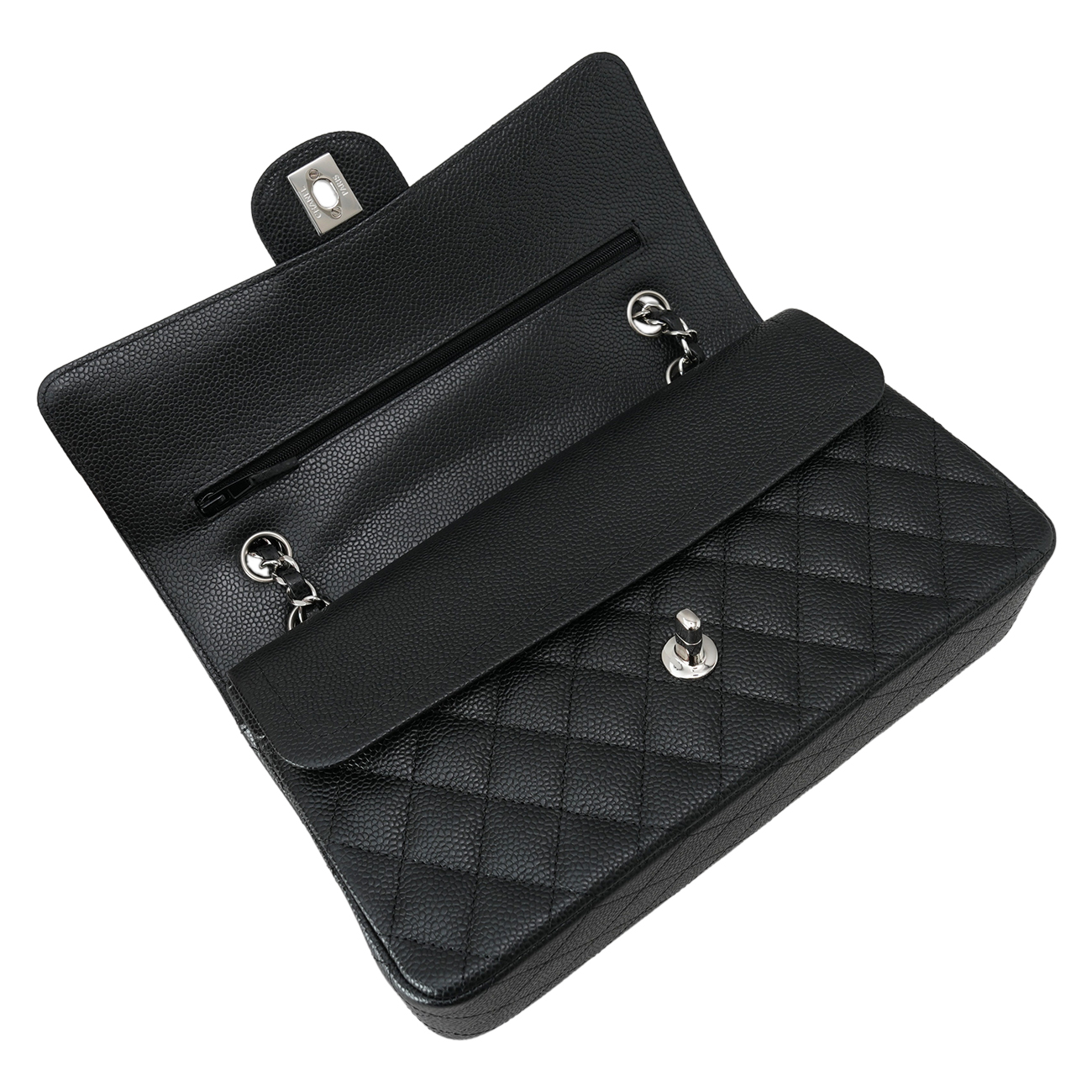 CHANEL(USED)샤넬 클래식 캐비어 미듐 은장