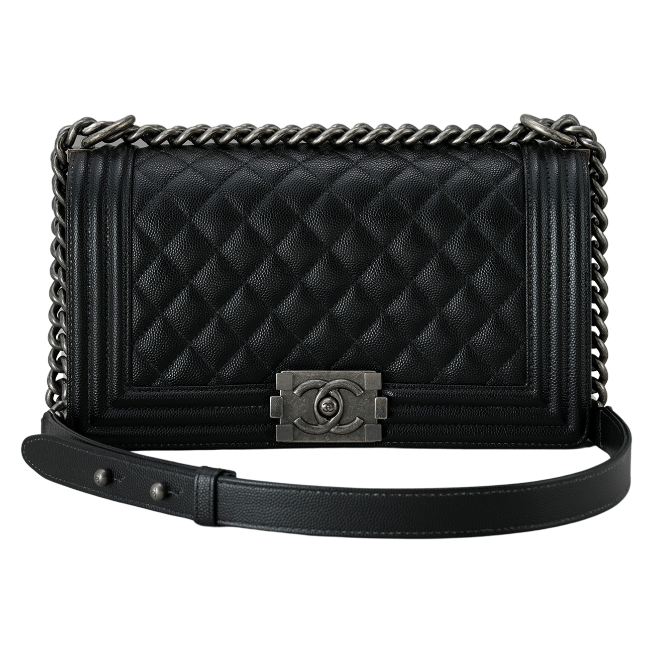 CHANEL(USED)샤넬 보이샤넬 캐비어 미듐 블랙