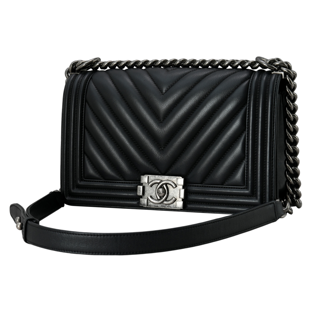 CHANEL(USED)샤넬 보이샤넬 쉐브론 미듐 플랩백