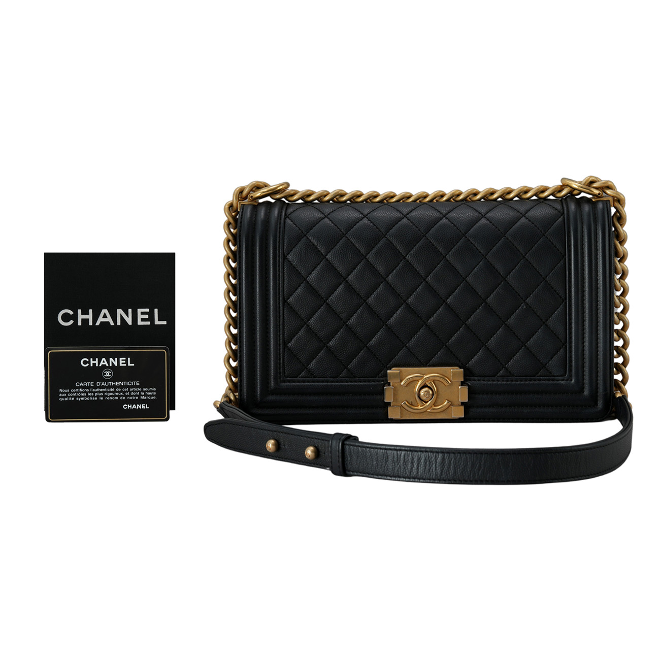 CHANEL(USED)샤넬 캐비어 보이백 미듐 플랩백