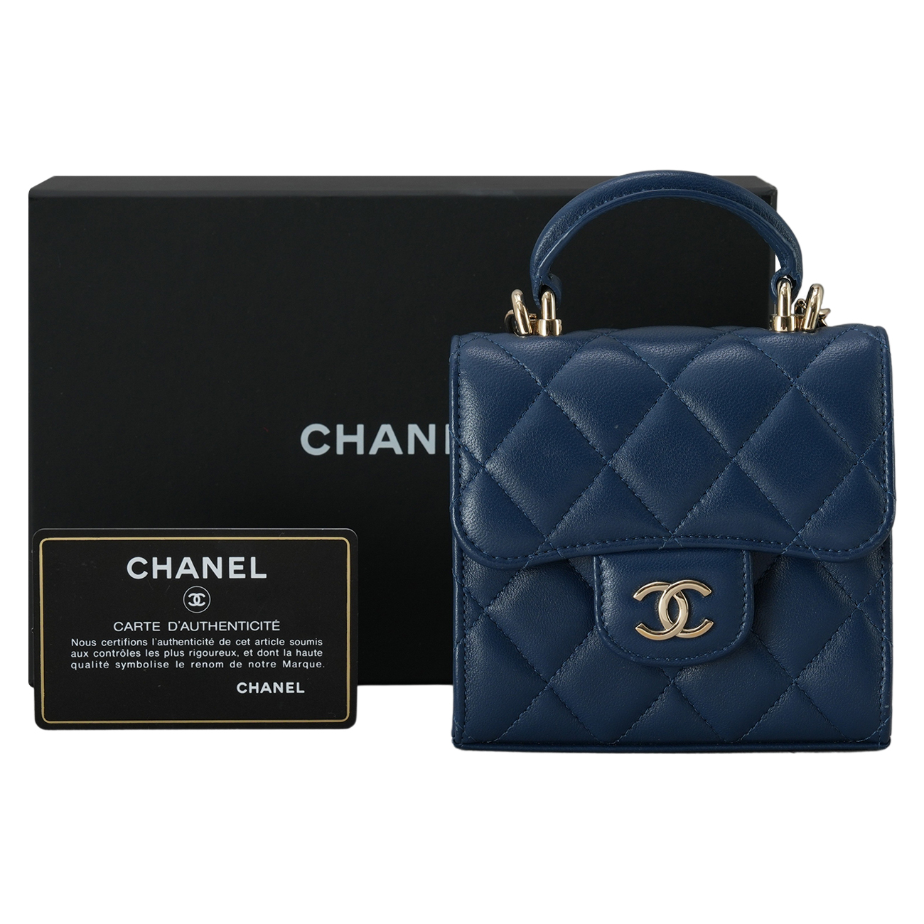 CHANEL(USED)샤넬 AP2682 램스킨 탑핸들 미니 베니티 크로스백