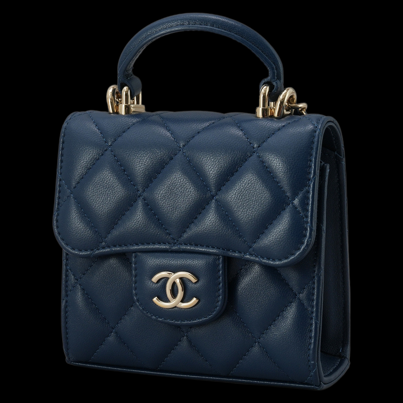 CHANEL(USED)샤넬 AP2682 램스킨 탑핸들 미니 베니티 크로스백
