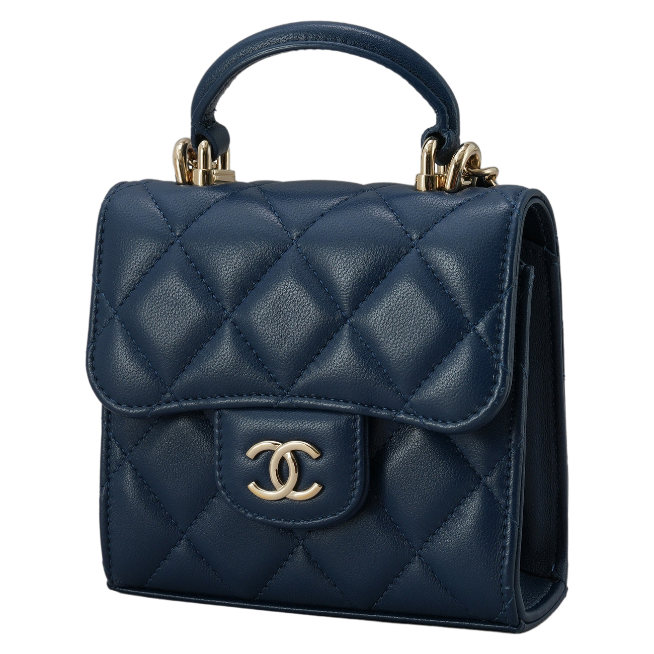 CHANEL(USED)샤넬 AP2682 램스킨 탑핸들 미니 베니티 크로스백