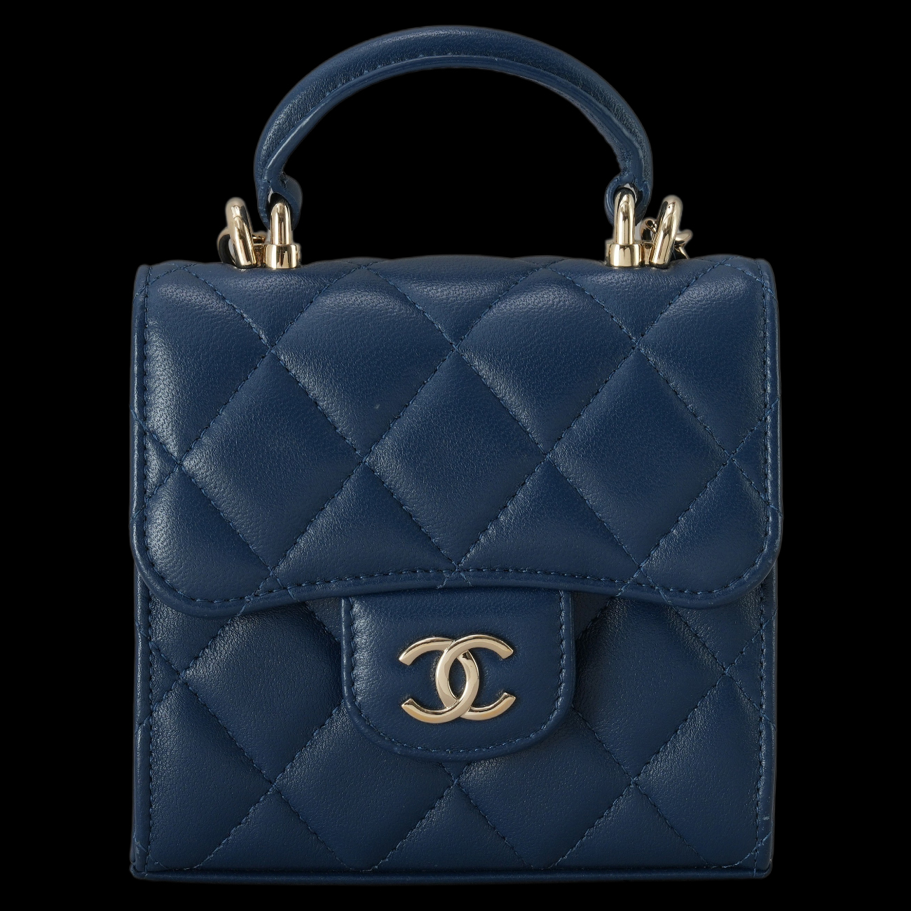 CHANEL(USED)샤넬 AP2682 램스킨 탑핸들 미니 베니티 크로스백