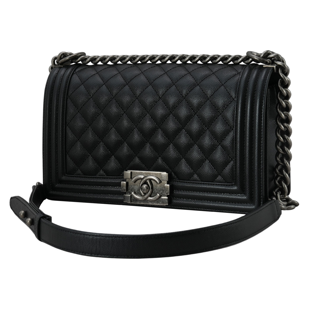 CHANEL(USED)샤넬 A67086 캐비어 보이샤넬 미듐 플랩백