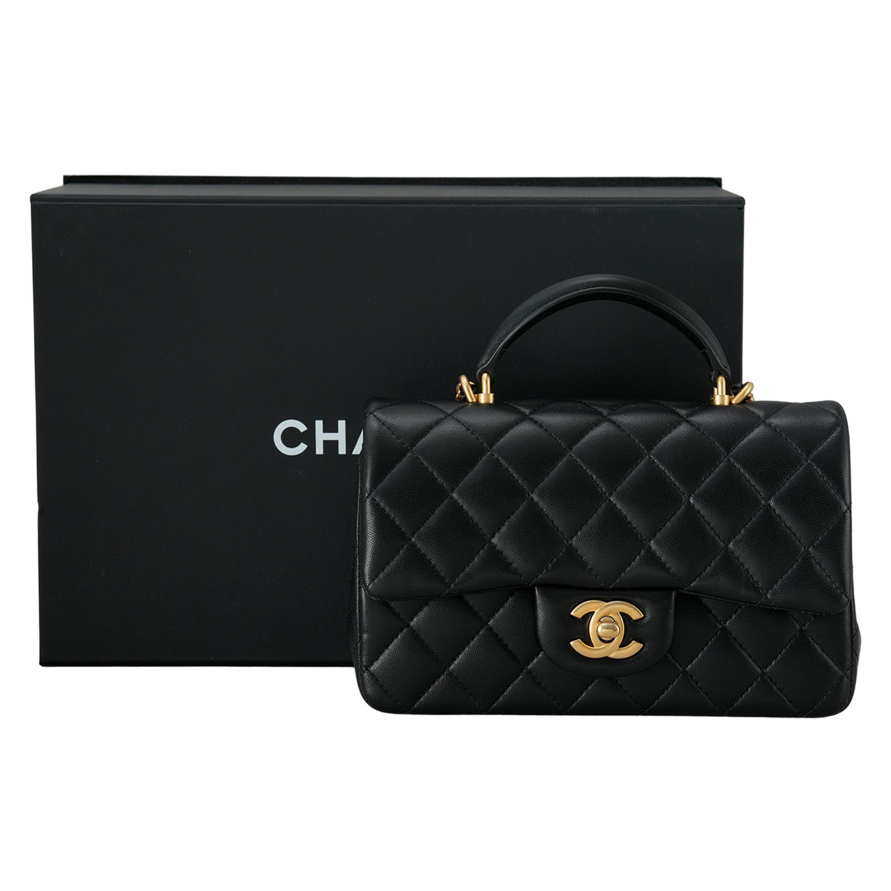 CHANEL(USED)샤넬 램스킨 클래식 뉴미니 탑핸들