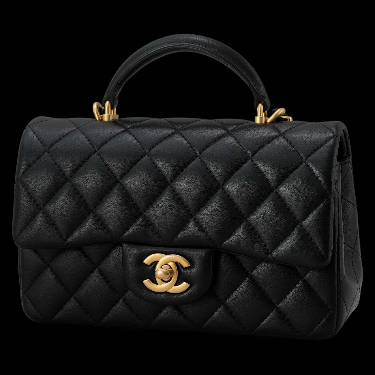 CHANEL(USED)샤넬 램스킨 클래식 뉴미니 탑핸들