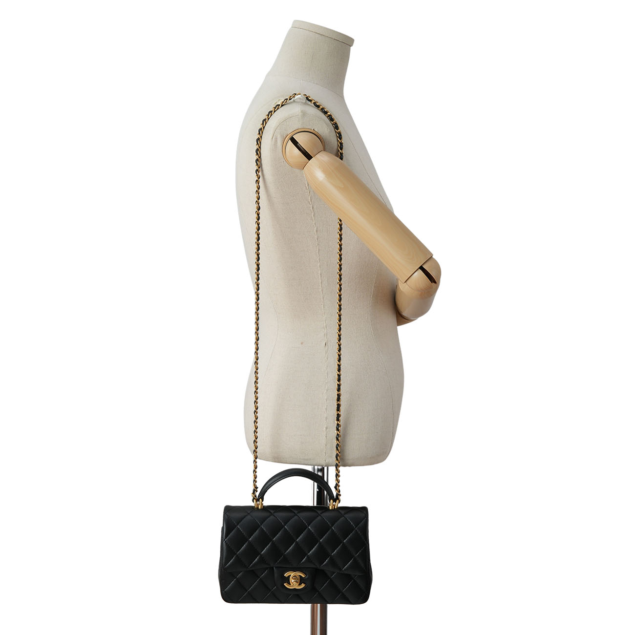 CHANEL(USED)샤넬 램스킨 클래식 뉴미니 탑핸들